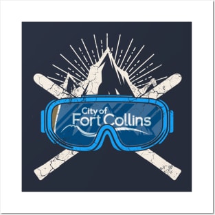 Ski Fort Collins Colorado Flag Skiing Winter Sports Posters and Art